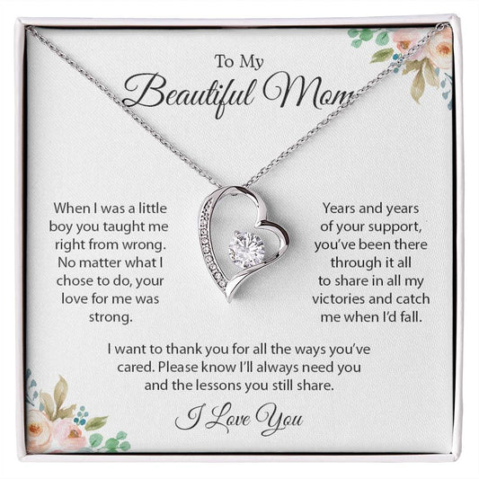 To My Beautiful Mom | I Love You - Forever Love Necklace